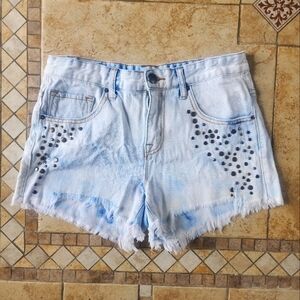 BDG Studded Light Blue Denim Shorts